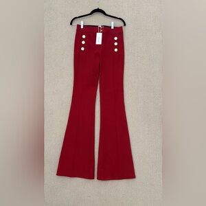 Derek Lam 10 Crosby Merlot pants with gold embellishments. Size 0